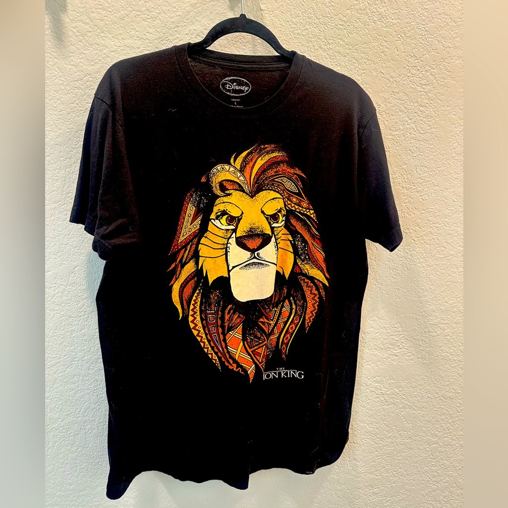 The Lion King Shirt Men Large Simba Head Mane Short Sleeve Disney Sz L